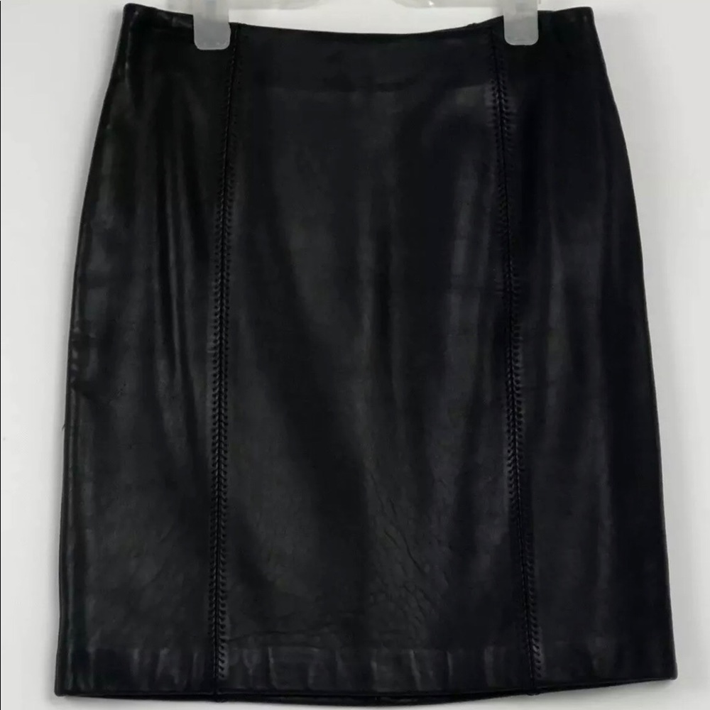 Petite Sophisticate Black Leather Skirt Size 6